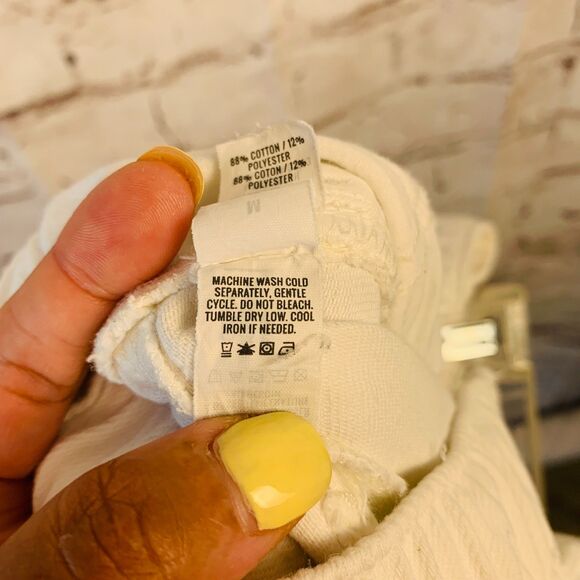 Aerie Pants Women's Medium White Wide Leg Distressed Drawstring Baggy Casual - Picture 8 of 10